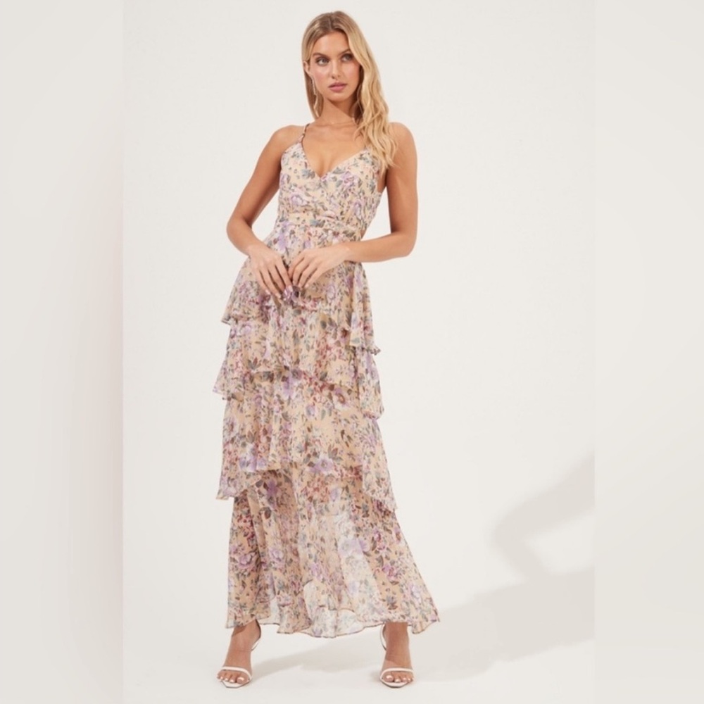 ASTR THE LABEL Rosana Tiered Ruffle Maxi Dress US XS
